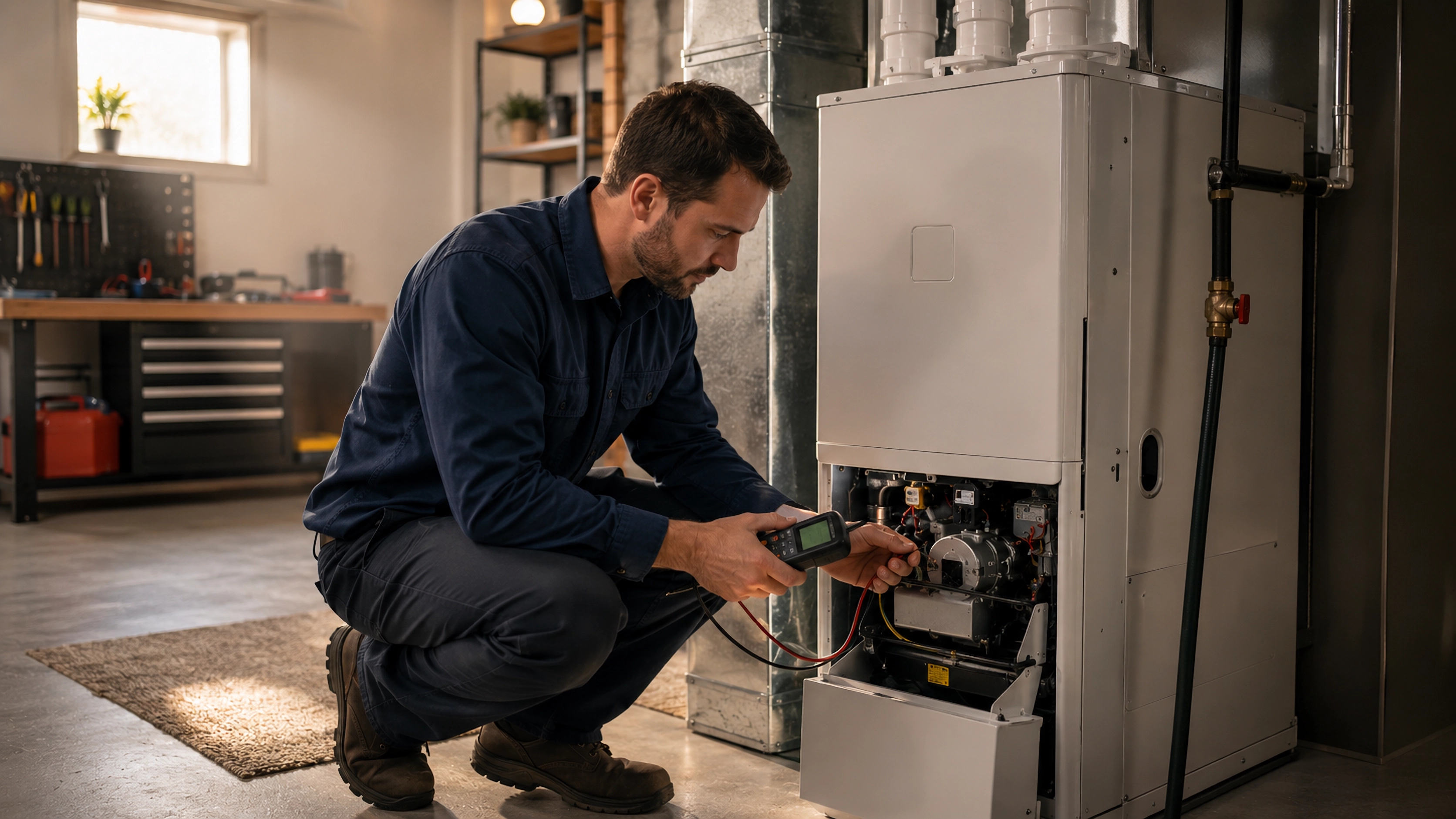 Northpoint HVAC technician servicing a furnace
